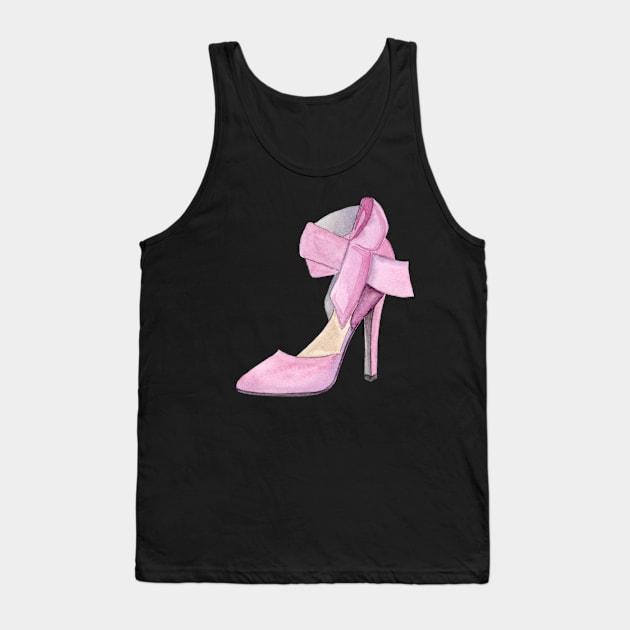 Pink high heel shoe with bow Tank Top by DreamLoudArt